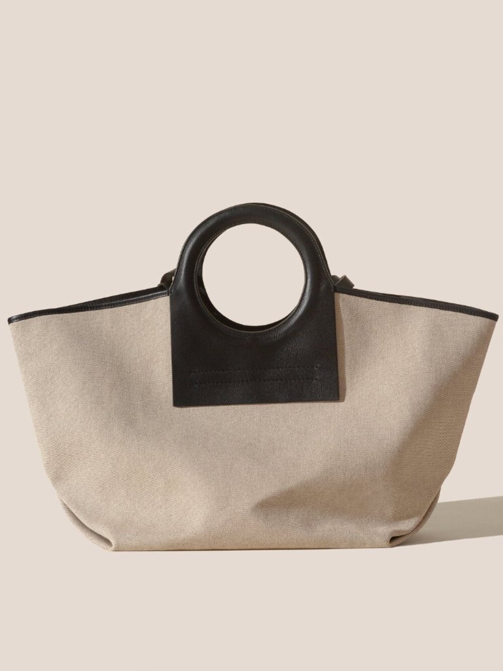 HEREU Large Cala Canvas & Leather Top Handle Tote Bag | Black